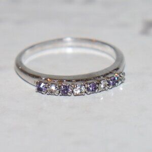 💜 Silver Ring · White & Purple CZ · Size 8.5 💜